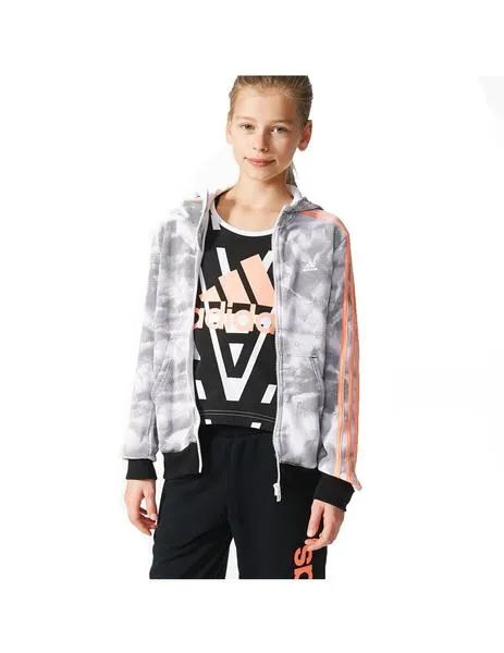 White Adidas Girl's Hoodie Jacket