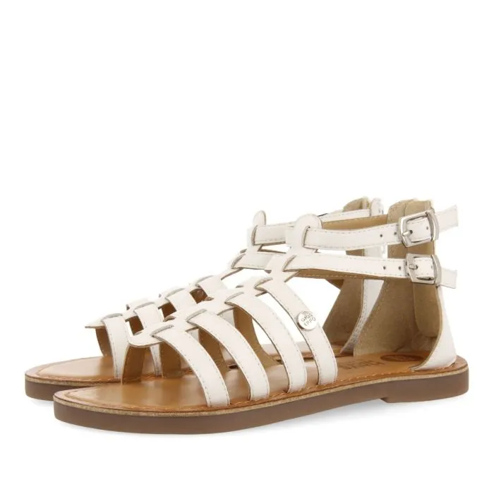 WHITE LEATHER ROMAN STYLE SANDALS FOR GIRL AND BOY BENICIA