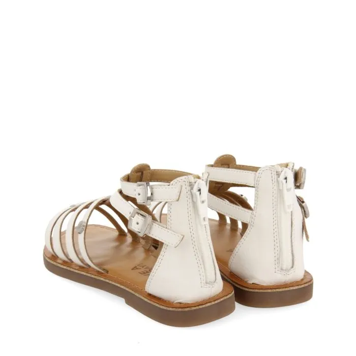 WHITE LEATHER ROMAN STYLE SANDALS FOR GIRL AND BOY BENICIA