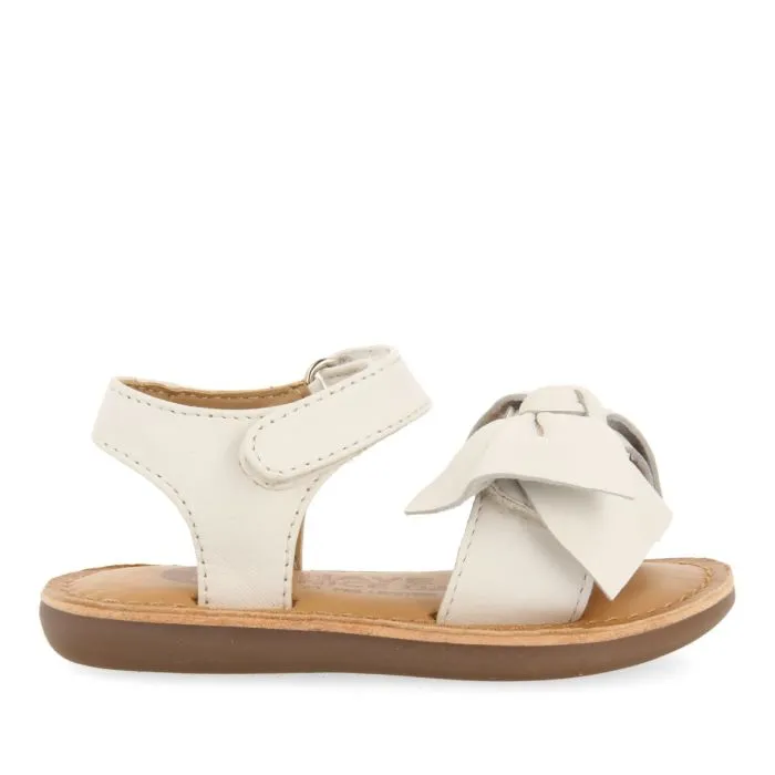 WHITE LEATHER SANDALS WITH BOW FOR BABY ITALA