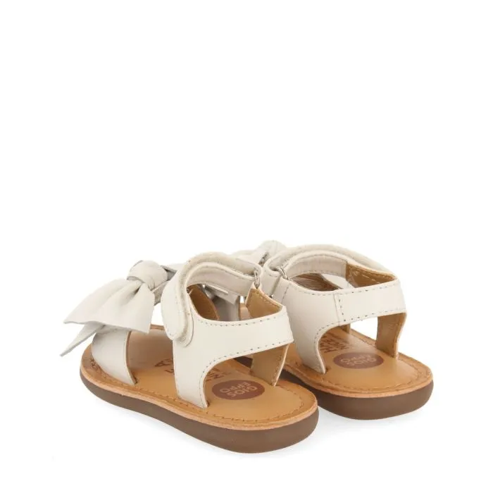 WHITE LEATHER SANDALS WITH BOW FOR BABY ITALA