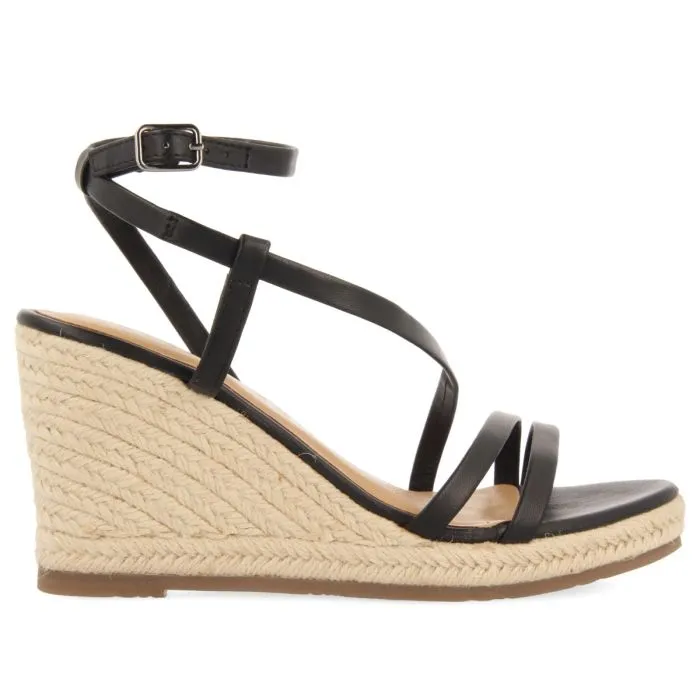 WHITE LEATHER SANDALS WITH STRAPS AND HIGH JUTE WEDGE FOR WOMEN ORIKUM