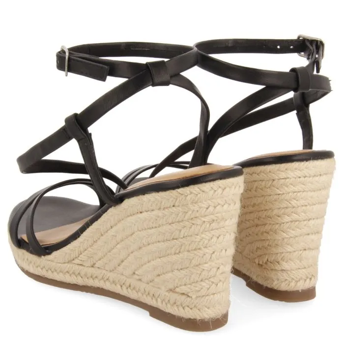 WHITE LEATHER SANDALS WITH STRAPS AND HIGH JUTE WEDGE FOR WOMEN ORIKUM