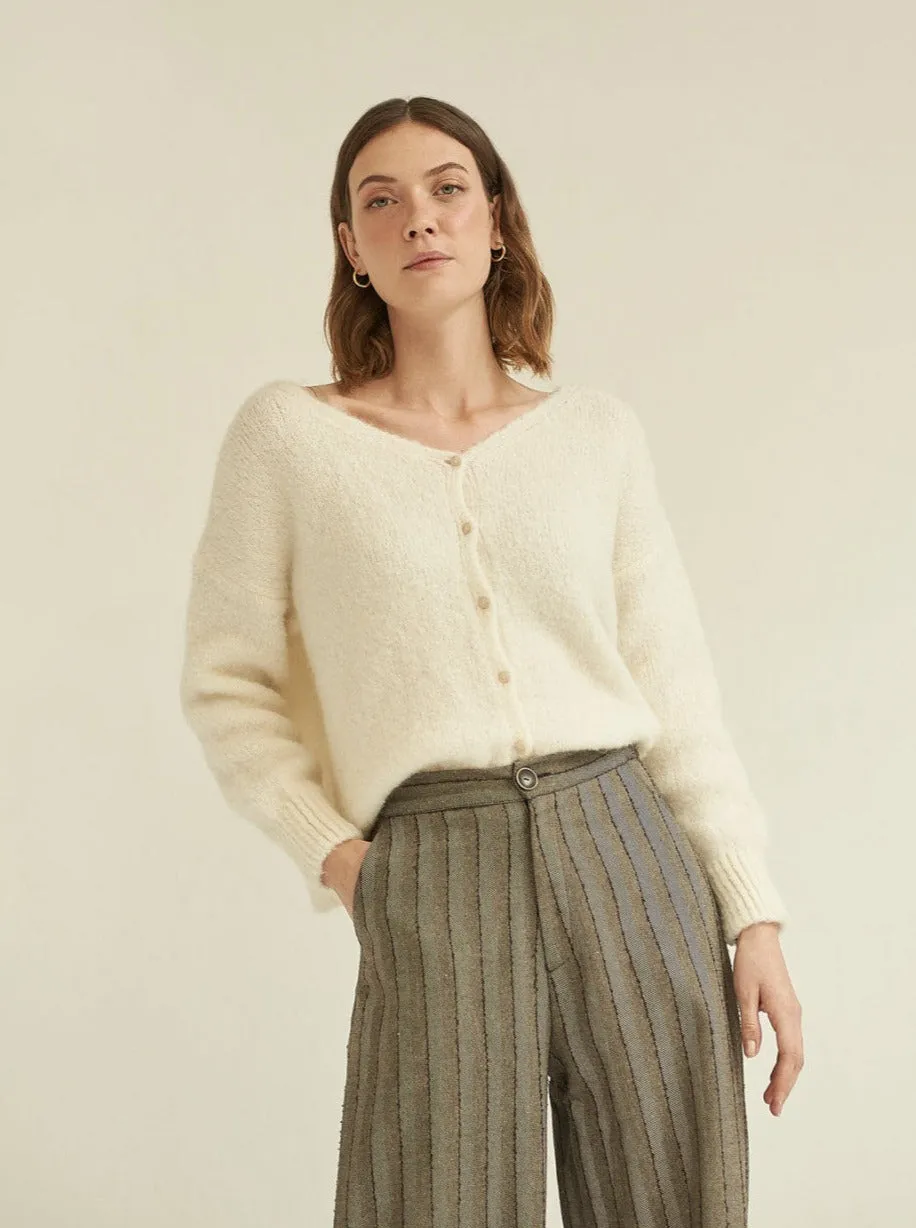 white lichi cardigan