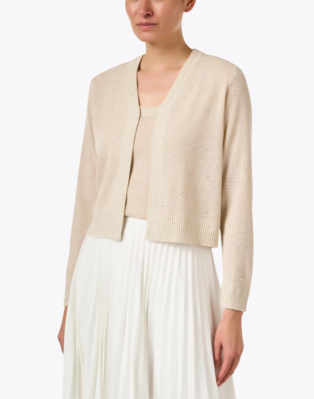 Willa Beige Lurex Cardigan