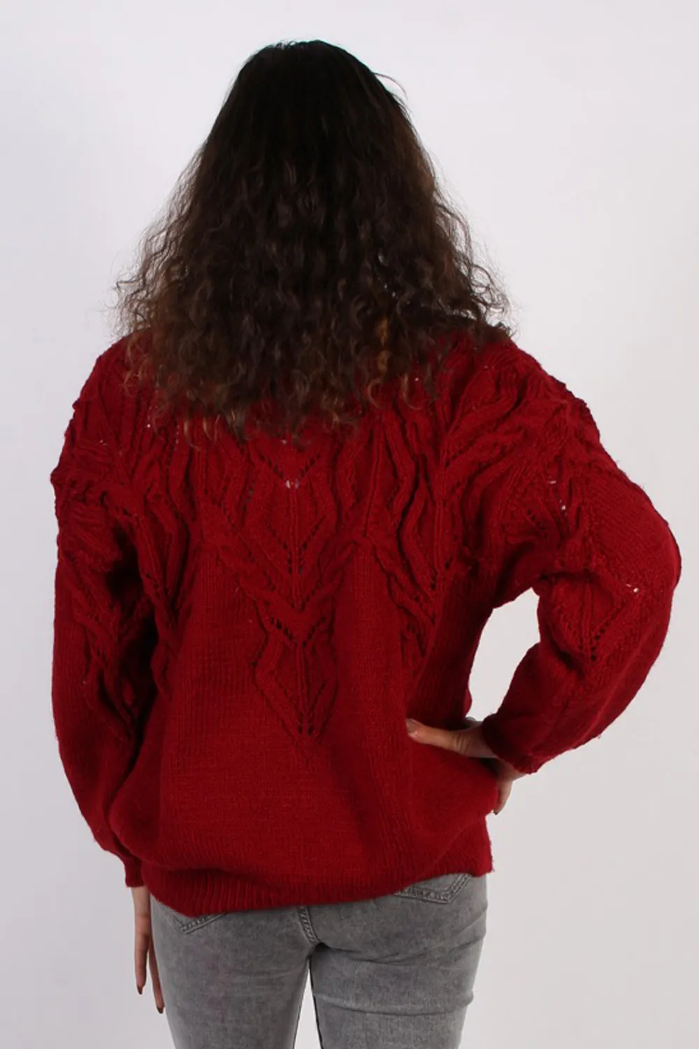 Women Jumper Knitwear 80s 90s Cool Knitted Red XL - Pepper Tree London