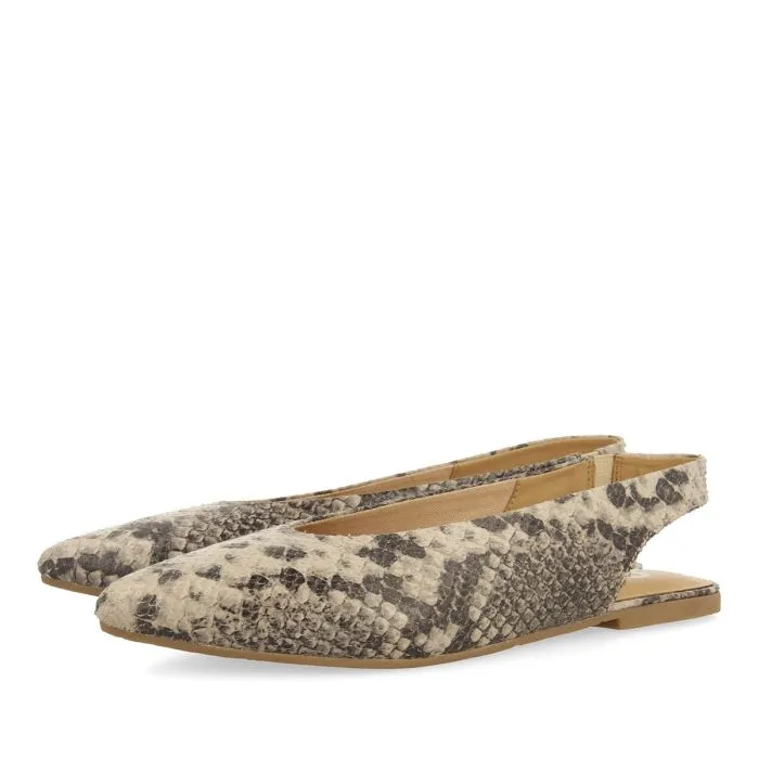 WOMEN'S SNAKE-PRINT LEATHER BALLERINA FLATS