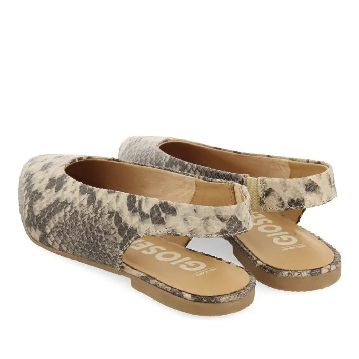 WOMEN'S SNAKE-PRINT LEATHER BALLERINA FLATS