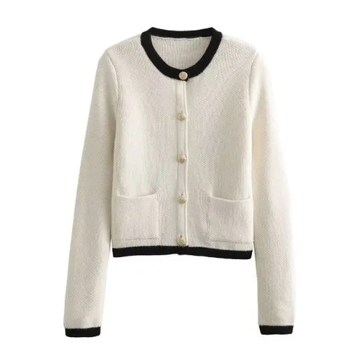 Women's Cardigan Knitwear Long Sleeve Sweaters & Cardigans Printing Elegant Streetwear Color Block