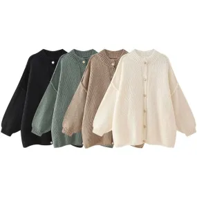 Women's Cardigan Knitwear Long Sleeve Sweaters & Cardigans Printing Streetwear Solid Color