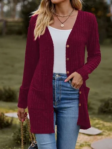 Women's Cardigan Sweater Long Sleeve Sweaters & Cardigans Casual Streetwear Solid Color