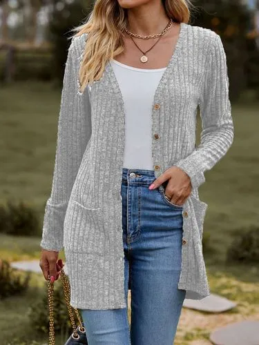 Women's Cardigan Sweater Long Sleeve Sweaters & Cardigans Casual Streetwear Solid Color