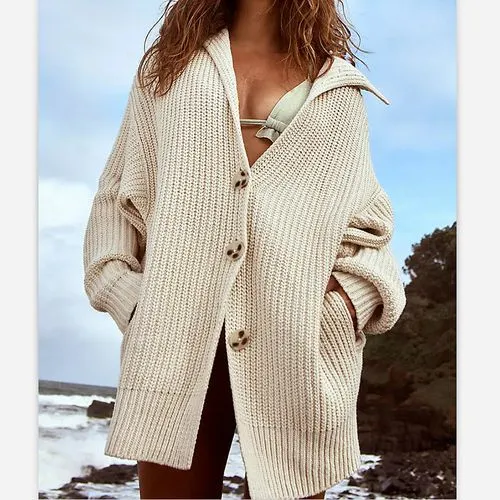 Women's Casual Elegant Solid Color Pocket Single Breasted Cardigan Knitwear