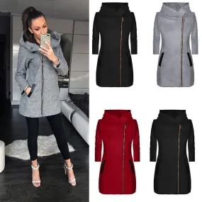 Women's Casual Fashion Solid Color Zipper