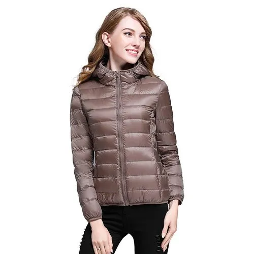 Women's Casual Solid Color Zipper Coat Down Jacket