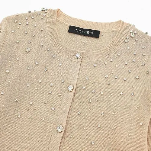 Women's Coat Knitwear Long Sleeve Sweaters & Cardigans Rhinestone Elegant Streetwear Glittery Solid Color