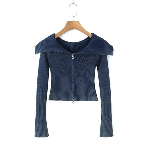 Women's Elegant Solid Color Zipper Zipper Knitwear