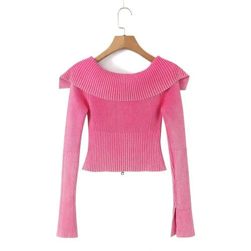 Women's Elegant Solid Color Zipper Zipper Knitwear