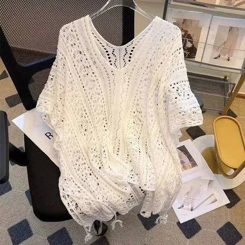 Women's Knitwear Eyelet Top Sleeveless Sweaters & Cardigans Hollow Out Streetwear Solid Color