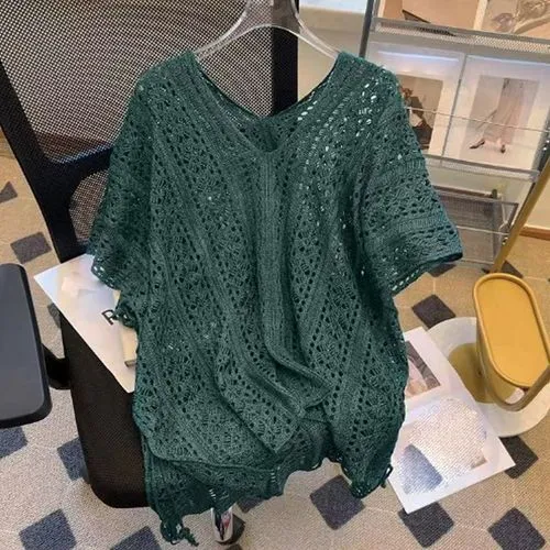 Women's Knitwear Eyelet Top Sleeveless Sweaters & Cardigans Hollow Out Streetwear Solid Color