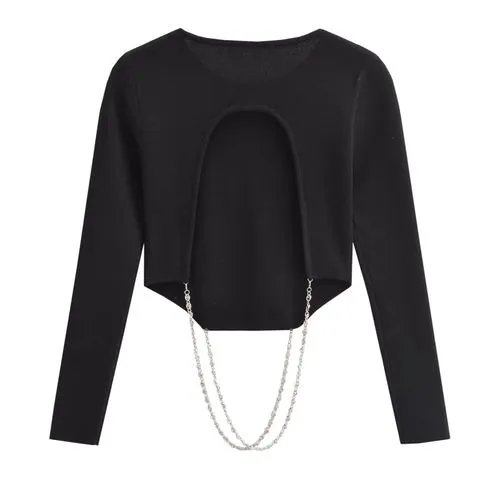 Women's Knitwear Long Sleeve Sweaters & Cardigans Backless Streetwear Solid Color