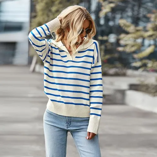 Women's Knitwear Long Sleeve Sweaters & Cardigans Fashion Stripe