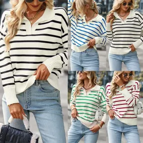 Women's Knitwear Long Sleeve Sweaters & Cardigans Fashion Stripe