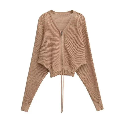 Women's Knitwear Long Sleeve Sweaters & Cardigans Printing Zipper Streetwear Solid Color