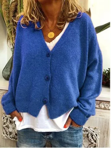 Women's Knitwear Long Sleeve Sweaters & Cardigans Rib-knit Casual Solid Color