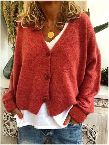 Women's Knitwear Long Sleeve Sweaters & Cardigans Rib-knit Casual Solid Color