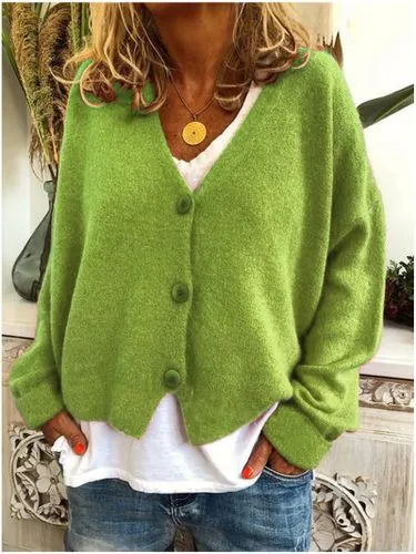 Women's Knitwear Long Sleeve Sweaters & Cardigans Rib-knit Casual Solid Color