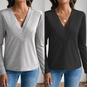 Women's Knitwear Long Sleeve T-Shirts Casual Simple Style Solid Color