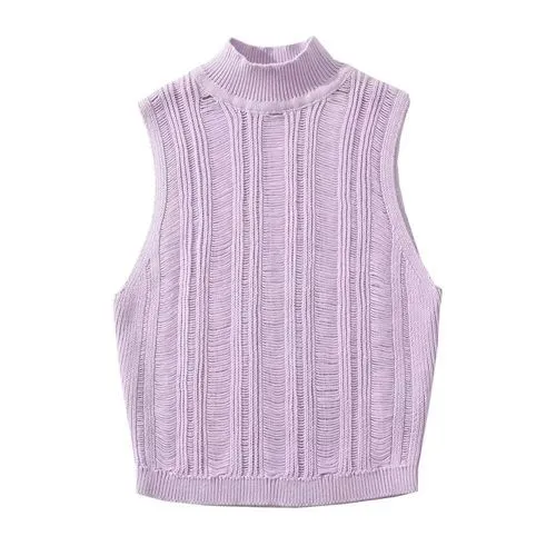 Women's Knitwear Sleeveless Tank Tops Hollow Out Streetwear Solid Color