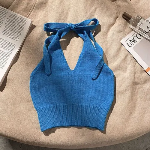 Women's Lace-up Vest Knitwear Tank Tops Fashion Solid Color