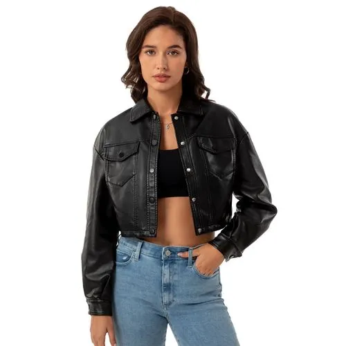 Women's Streetwear Solid Color Pocket Single Breasted Leather Jacket Jacket