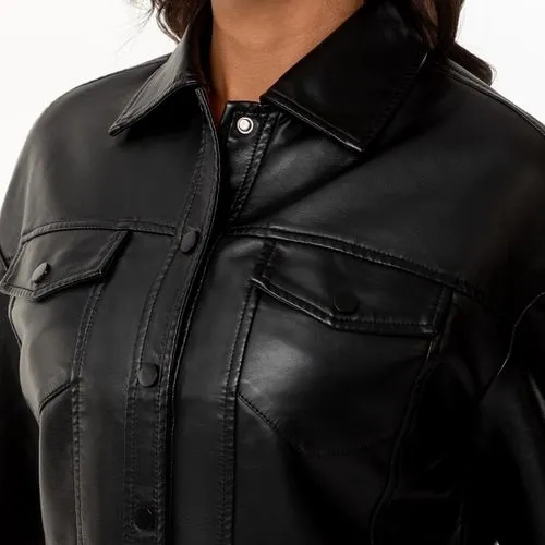 Women's Streetwear Solid Color Pocket Single Breasted Leather Jacket Jacket