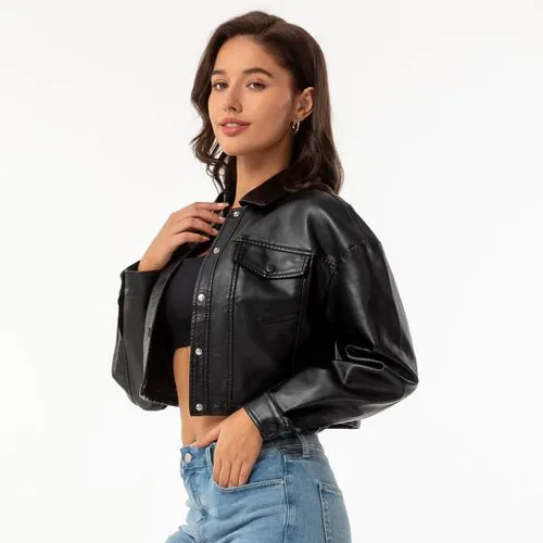 Women's Streetwear Solid Color Pocket Single Breasted Leather Jacket Jacket