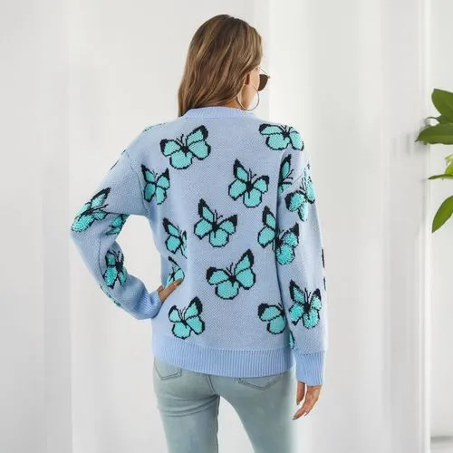 Women's Sweater Long Sleeve Sweaters & Cardigans Casual Butterfly