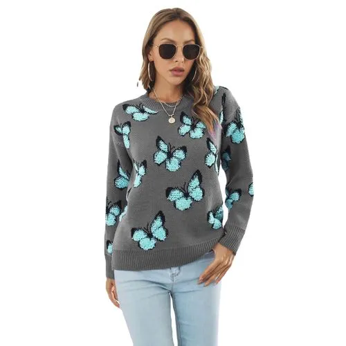 Women's Sweater Long Sleeve Sweaters & Cardigans Casual Butterfly