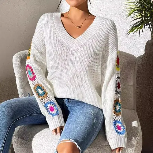 Women's Sweater Long Sleeve Sweaters & Cardigans Casual Streetwear Flower