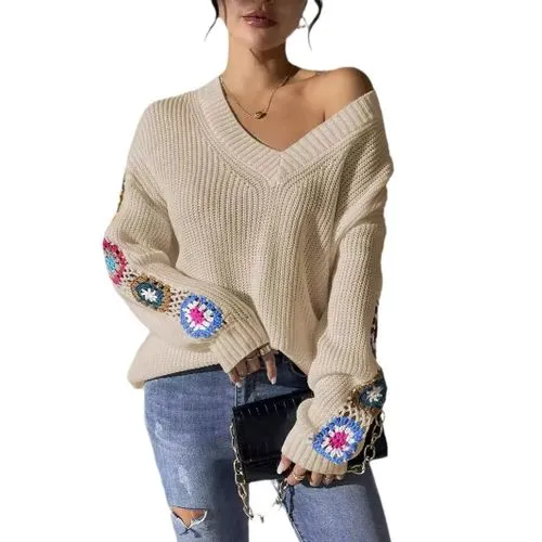 Women's Sweater Long Sleeve Sweaters & Cardigans Casual Streetwear Flower