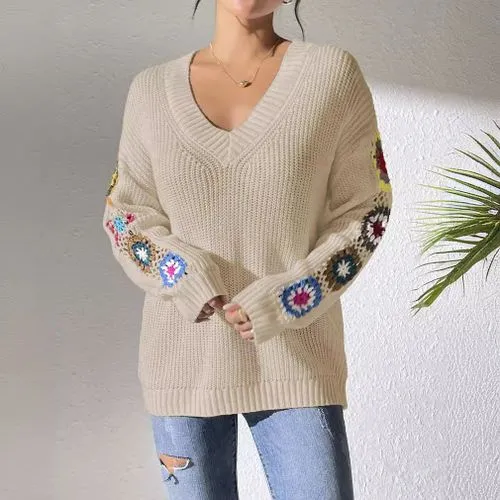 Women's Sweater Long Sleeve Sweaters & Cardigans Casual Streetwear Flower