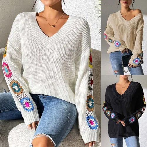 Women's Sweater Long Sleeve Sweaters & Cardigans Casual Streetwear Flower