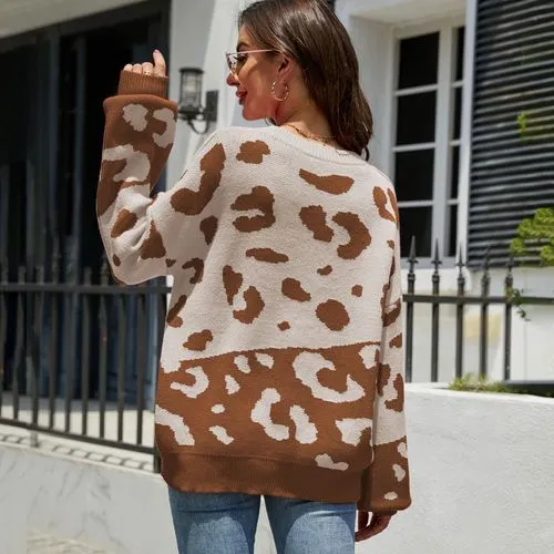 Women's Sweater Long Sleeve Sweaters & Cardigans Fashion Leopard