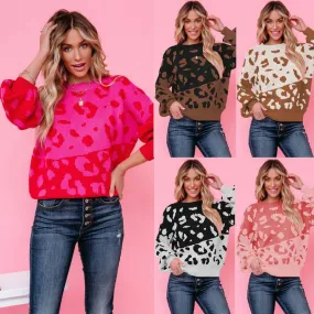 Women's Sweater Long Sleeve Sweaters & Cardigans Fashion Leopard