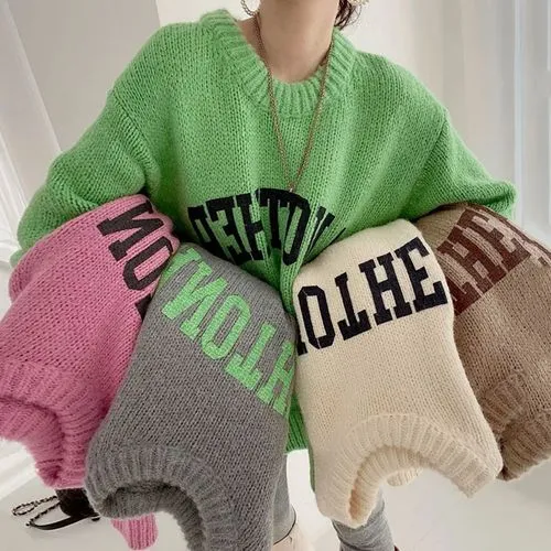 Women's Sweater Long Sleeve Sweaters & Cardigans Fashion Letter