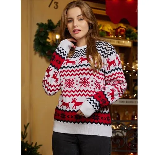 Women's Sweater Long Sleeve Sweaters & Cardigans Jacquard Casual Elk