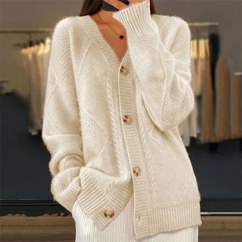 Women's Sweater Long Sleeve Sweaters & Cardigans Jacquard Rib-Knit Casual Elegant Solid Color