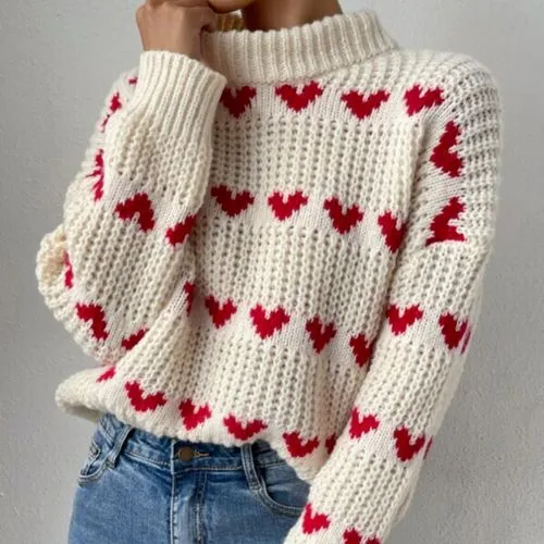 Women's Sweater Long Sleeve Sweaters & Cardigans Rib-knit Casual Heart Shape