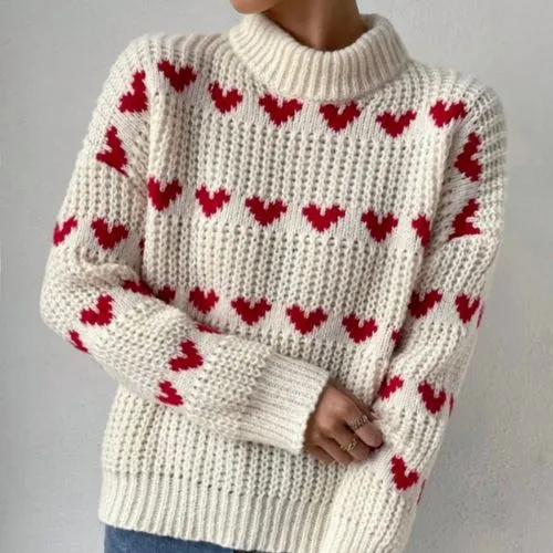 Women's Sweater Long Sleeve Sweaters & Cardigans Rib-knit Casual Heart Shape